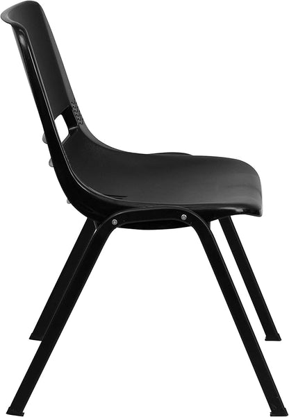 Flash Furniture HERCULES Series 440 lb. Capacity Kid's Black Ergonomic Shell Stack Chair with Black Frame and 12" Seat Height, Set of 1