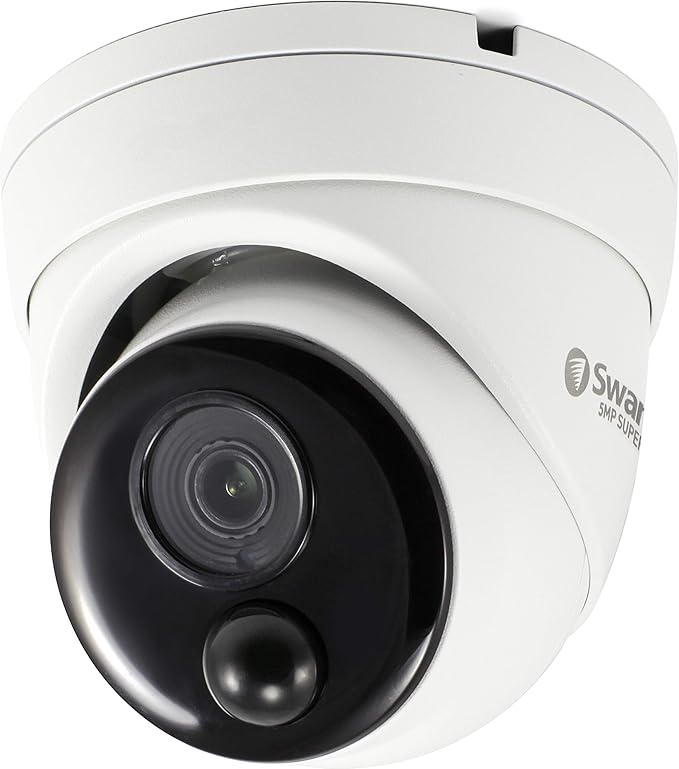 Swann Home Security Camera,PoE Cat5e NVR 4K HD Video, Indoor or Outdoor Wired Surveillance CCTV Dome,Color Night Vision,Heat Motion Detection,Metal Housing,Local Storage