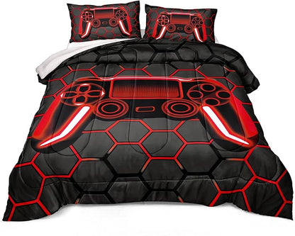 Boys Comforter Set,Gaming Bedding for Kids Teen,Game Console Comforter Set for Gamer Room Decor(comforter-Game42,Queen)