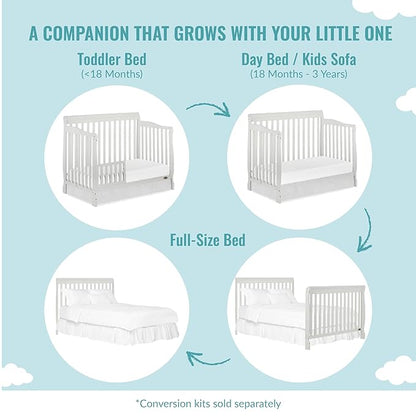 Ashton 4-In-1 Convertible Crib In Grey, Greenguard Gold, JPMA Certified, Non-Toxic Finishes, Features 4 Mattress Height Settings, Made Of Solid Pinewood