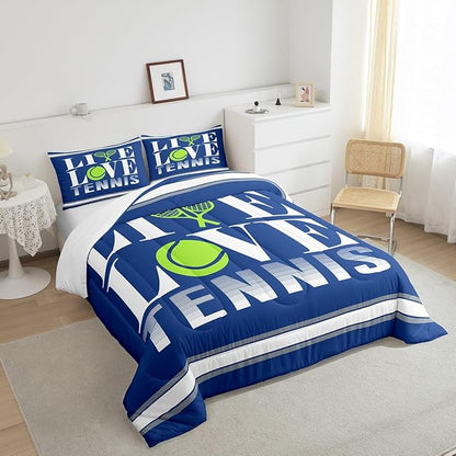 Feelyou Kids Tennis Comforter Set Twin Size Tennis Ball Bedding Set for Boys Girls Teens Bedroom Decor Ball Gaming Comforter Women Men Gift for Tennis Lover Duvet Set with 1 Pillow Case