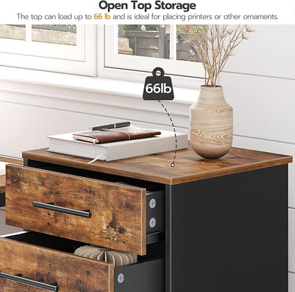 HOOBRO 7-Drawer Chest, File Cabinet, Wooden File Cabinet, Office Cabinet with Drawers, Storage Cabinet, for Home Office, Study, Easy Assembly, Rustic Brown and Black BF07WJ01