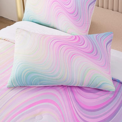 Bodhi Twin Size Comforter Set for Girls,5 PCS Bed in A Bag Girls Pink Bedding Comforter Sheet Set for Kids,Girls Bedding Set,twin size bed set for girls