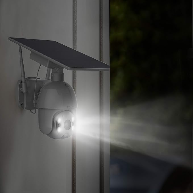 SOLIOM S600 Outdoor WiFi Security Camera - 360° Pan Tilt, Solar Powered with Battery, Motion Detection, Color Night Vision, 2-Way Talk, Remote Access