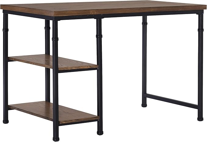 Linon Rhett Two Shelf Desk, Black