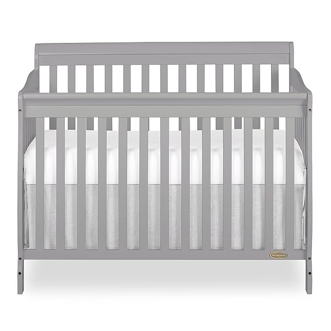 Dream On Me Ashton 4-In-1 Convertible Crib In Storm Grey, Greenguard Gold, JPMA Certified, Non-Toxic Finishes, Features 4 Mattress Height Settings, Made Of Solid Pinewood
