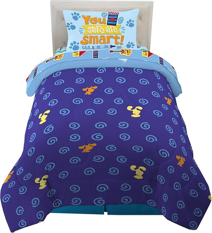 Franco Kids Bedding Super Soft Comforter and Sheet Set, 4 Piece Twin Size, Blues Clues