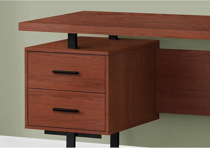 Monarch Specialties 7626 Computer Desk, Home Office, Laptop, Left, Right Set-up, Storage Drawers, Work, Metal, Laminate, Brown, Contemporary Desk-60 L Cherry Black, 60" L x 23.75" W x 30.25" H