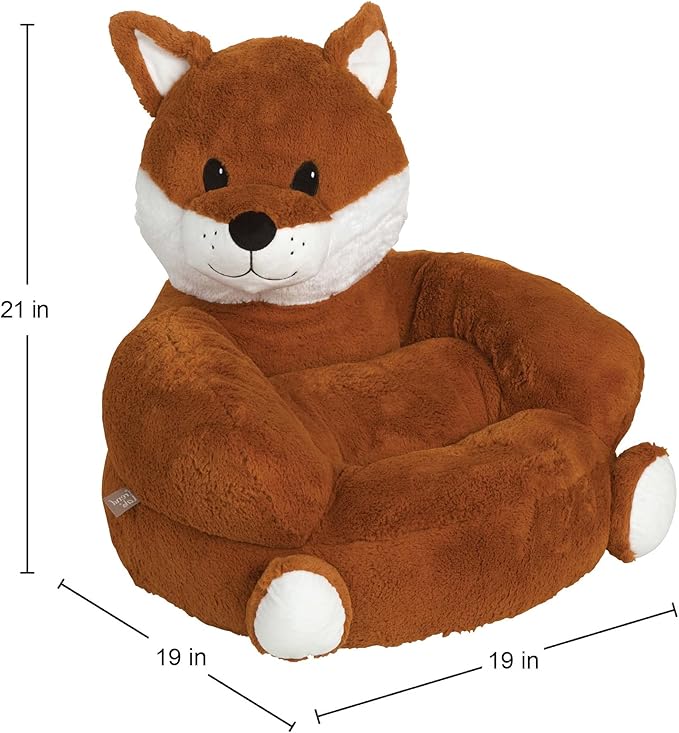 Trend Lab Fox Toddler Chair Plush Character Kids Chair Comfy Furniture Pillow Chair for Boys and Girls, 21 x 19 x 19 inches