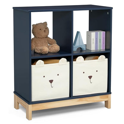 Delta Children babyGap Graham 4-in-1 Convertible Crib with Storage Drawer + Brannan Bear Bookcase with Bins + Brannan Bear Wall Shelf with 4 Hooks, Navy/Light Blue (Bundle)