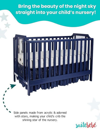 Suite Bebe Celeste 3 in 1 Convertible Island Crib Wood and Acrylic, Navy Blue