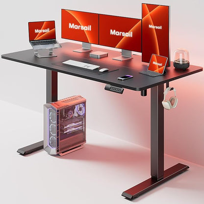 Marsail TZESD22B-USMS3 Standing Desk with LED Lights, 55 24 Inch, Black
