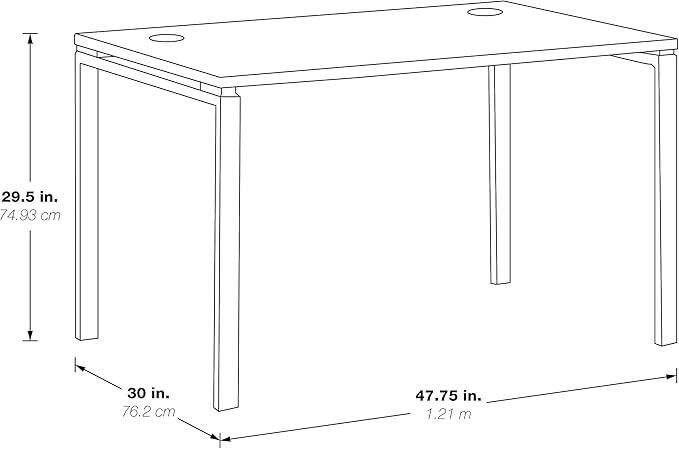 OSP Home Furnishings Prado Home Office Writing Desk, 48 Inches 30 Inches, 48-inches Wide x 30-inches High, Black