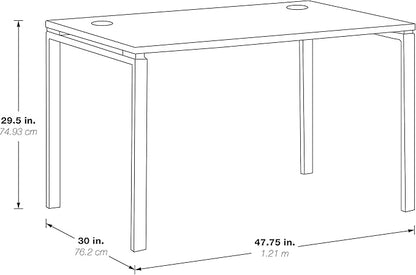 OSP Home Furnishings Prado Home Office Writing Desk, 48 Inches 30 Inches, 48-inches Wide x 30-inches High, Black