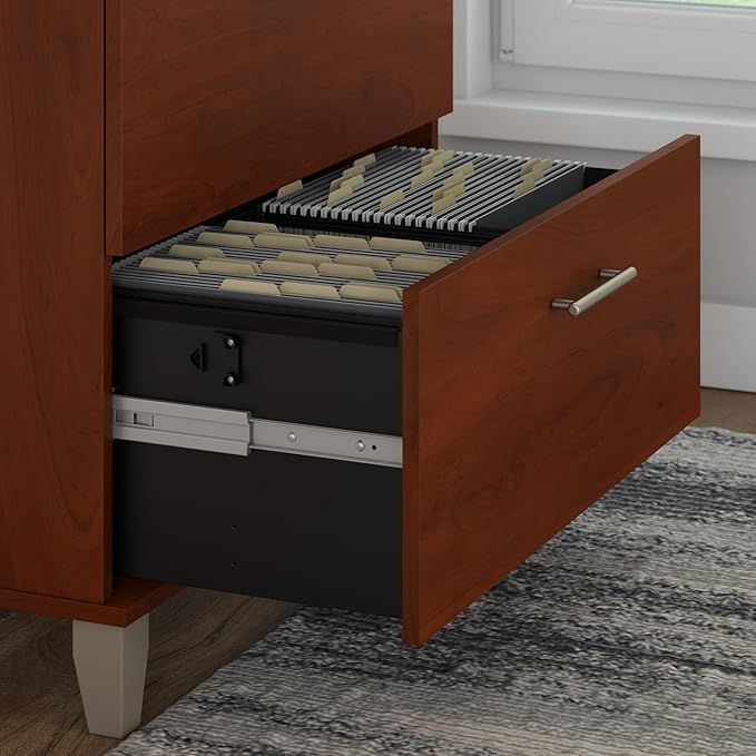 Bush Furniture Somerset 2 Drawer Lateral File Cabinet | Letter, Legal, and A4-size Document Storage for Home Office, 30W x 17D x 29H, Hansen Cherry