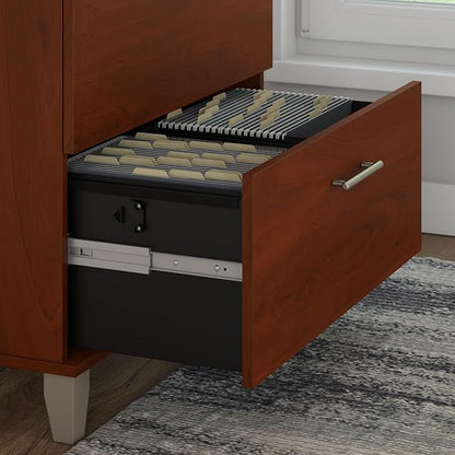 Bush Furniture Somerset 2 Drawer Lateral File Cabinet | Letter, Legal, and A4-size Document Storage for Home Office, 30W x 17D x 29H, Hansen Cherry