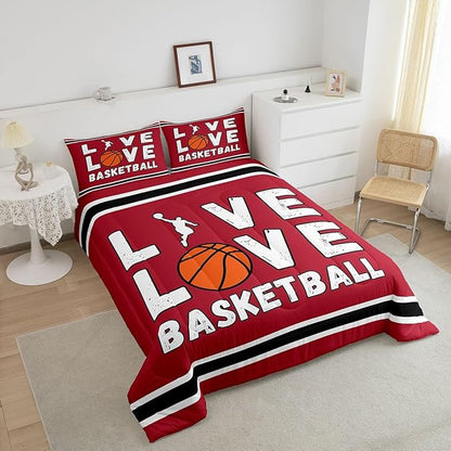 Feelyou Basketball Bedding Set Queen Size Gaming Sports Comforter Set for Kids Boys Girls Decor Ball Games Comforter Gift for Basketball Lover Duvet Set Bedroom Quilt Set