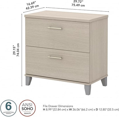 Bush Furniture Somerset 2 Drawer Lateral File Cabinet in Sand Oak
