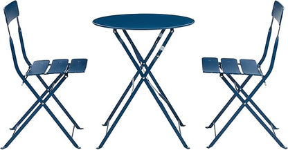 Crosley Furniture CF7390-NV Karlee Retro Metal Indoor/Outdoor 3-Piece Bistro Set with Table and 2 Chairs, Navy