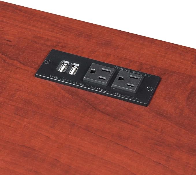 Convenience Concepts Designs2Go Trestle Desk with Charging Station and Shelves, Cherry