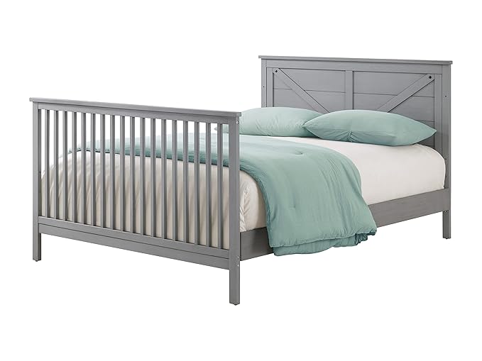 Oxford Baby Montauk Crib to Full-Size Bed Conversion Kit, Farmhouse Gray, GreenGuard Gold Certified