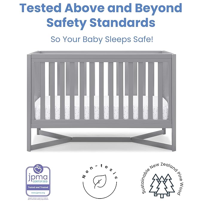 Delta Children Tribeca 4-in-1 Baby Convertible Crib, Grey