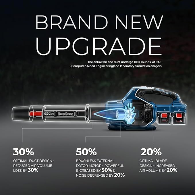 DongCheng Leaf Blower, 650 CFM 40V Cordless Leaf Blower with 2 * 4.0Ah Batteries and Charger, Variable Speed Jet Fan Brushless Motor Electric Leaf Blower for Town Care, Patio, Blowing Leaves and Snow