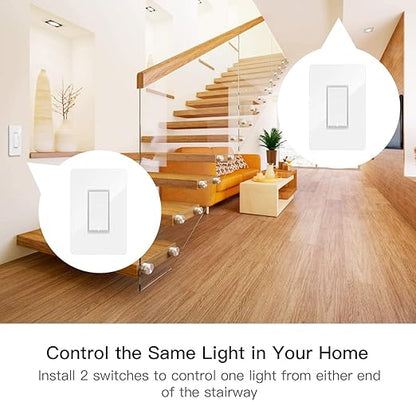 TREATLIFE 3 Way Smart Switch 4 Pack, 2.4Ghz WiFi Smart Light Switch 3 Way Switch Works with Alexa, Google Home and SmartThings, Remote Control, FCC, Schedule, Neutral Wire Required