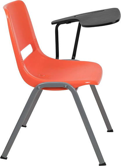 Flash Furniture HERCULES 5 Pack Orange Ergonomic Shell Chair with Left Handed Flip-Up Tablet Arm