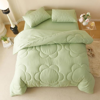 Sage Flower Comforter California King Green Sunflower Print Bed Cal King Comforter Set 3 PCs Green Floral Comforter Set for Women Girls Bedroom Decor All Season Hotel Quality Comforter