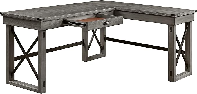 NicBex Laik-DW-00060-DX Desks, 67" W x 55" D x 30" H, Gray