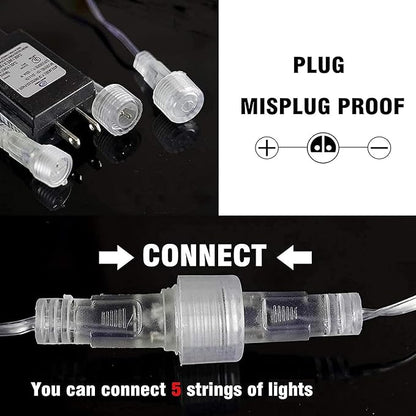 Dazzle Bright 288 LED Christmas Light, 11.8 Inch Meteor Shower Rain Lights with 8 Tubes，Waterproof Plug in Falling Rain Lights Christmas Decorations for Xmas Bushes Tree Yard Party, Blue and White