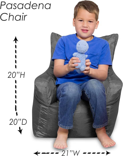 Posh Creations Bean Bag Structured Seat for Toddlers and Kids, Comfy Chair for Children, Pasadena, Charcoal Gray