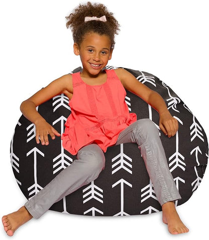 Posh Creations Bean Bag Chair for Kids, Teens, and Adults Includes Removable and Machine Washable Cover, Canvas White Arrows on Gray, 38in - Large