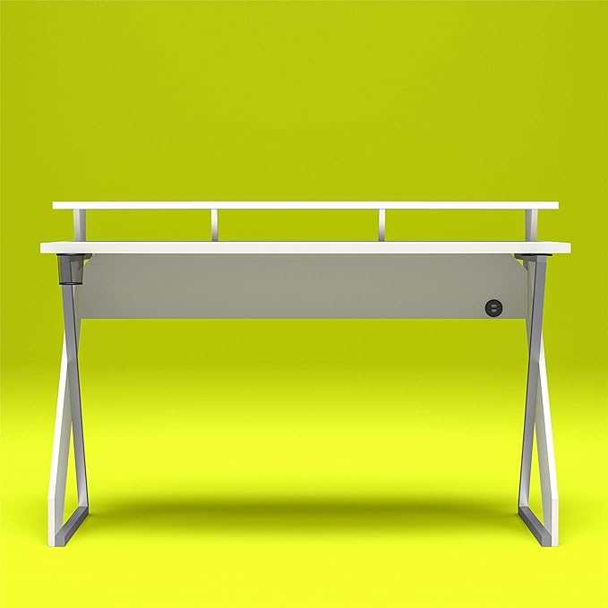 Xtreme Riser, Ergonomic, Home Office, Work Table, Computer, Gaming Room Desk, Monitor Stand, Cup Holder, Headphone Hook, White