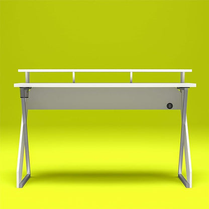 Xtreme Riser, Ergonomic, Home Office, Work Table, Computer, Gaming Room Desk, Monitor Stand, Cup Holder, Headphone Hook, White