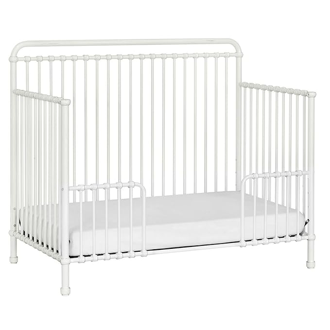 Namesake Winston 4-in-1 Convertible Metal Crib in Washed White, Greenguard Gold Certified