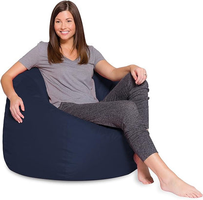 Posh Creations Bean Bag Chair for Kids, Teens, and Adults Includes Removable and Machine Washable Cover, Solid Navy Blue, 48in - X-Large