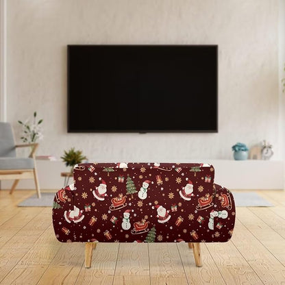 FKELYI Red Christmas Sofa Couch Cover for Indoor Non-Slip Furniture Protector Easy Going Stretch Sofa Slipcover Washable Sofa Slipcovers L