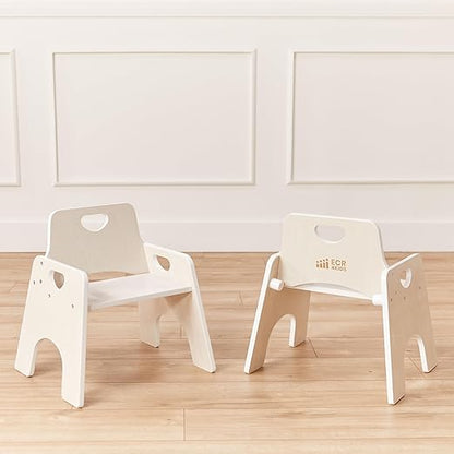 ECR4Kids Stackable Wooden Toddler Chair, 10in, Kids Furniture, White Wash, 2-Pack