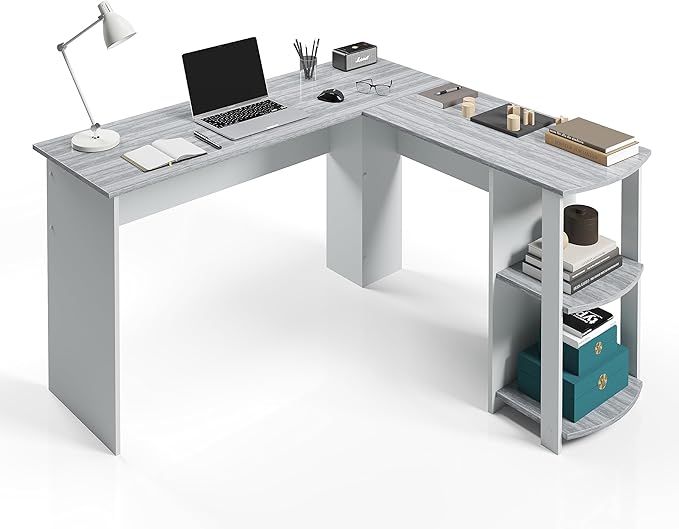 NicBex Laik-DW-00037-DX Desks, 53.5" W x 51.5" D x 29.75" H, White+Gray