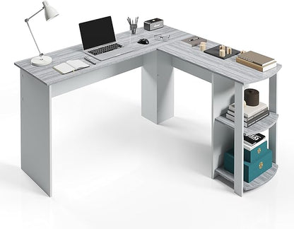 NicBex Laik-DW-00037-DX Desks, 53.5" W x 51.5" D x 29.75" H, White+Gray