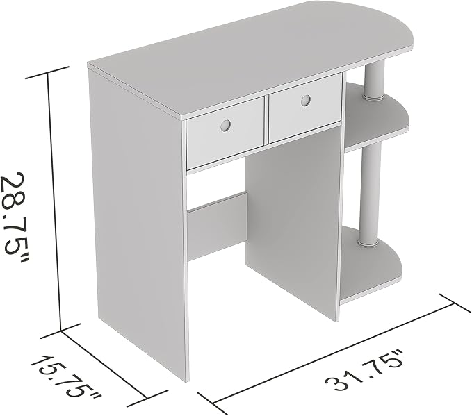 Safdie Small Computer Space-Saver Writing 2 Storage Drawers-Sturdy Study, Work Table-Compact Home, Living, Dorm Room,Bedroom, Office Modern Student, Gamer Desk, One Size, Dark Taupe