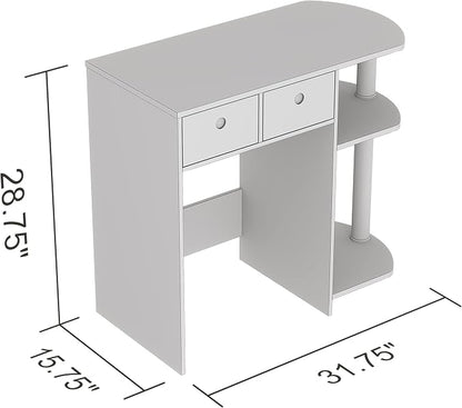 Safdie Small Computer Space-Saver Writing 2 Storage Drawers-Sturdy Study, Work Table-Compact Home, Living, Dorm Room,Bedroom, Office Modern Student, Gamer Desk, One Size, Dark Taupe