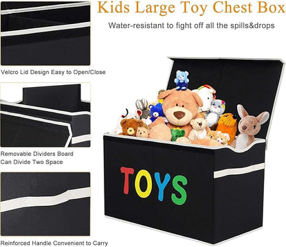 VICTOR'S Toy Storage Organizer - Extra Large Toy Box Chest Storage Boxes Bins Baskets for Kids, Boys, Girls, Nursery Room, Playroom (New Black)
