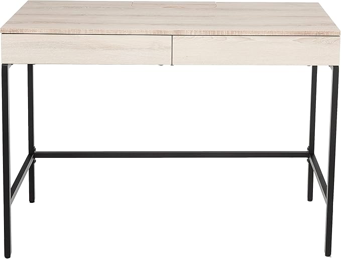 Acme Wendral Wooden Top Writing Desk with 2 Drawers in Natural and Black