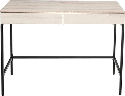 Acme Wendral Wooden Top Writing Desk with 2 Drawers in Natural and Black