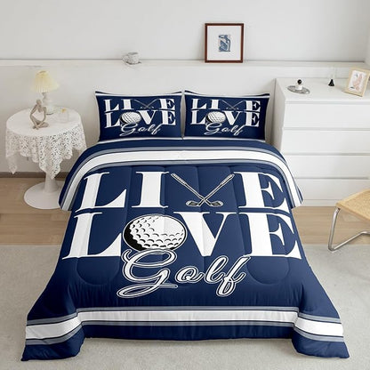 Feelyou Golf Print Bedding Set Twin Size Ball Gaming Comforter Set for Kids Boys Girls Decor Sports Theme Comforter Microfiber Golf Ball Duvet Set Bedroom Quilt Set