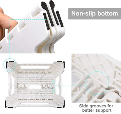 Delxo 9” Folding Step Stool in White,1 Pack Premium Heavy Duty Foldable Stool for Kids,Portable Collapsible Plastic Step Stool,Non Slip Folding Stools for Kitchen Bathroom Bedroom