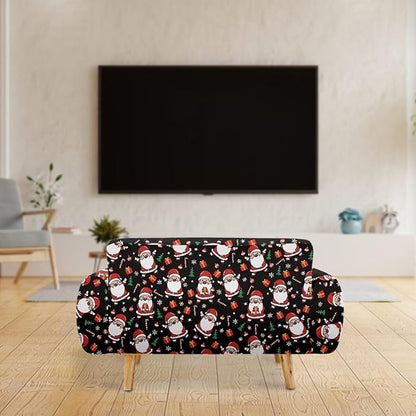 FKELYI Christmas Decorations Indoor Easy Going Stretch Sofa Slipcover Santa Claus Sofa Couch Cover Comfortable Furniture Protector L